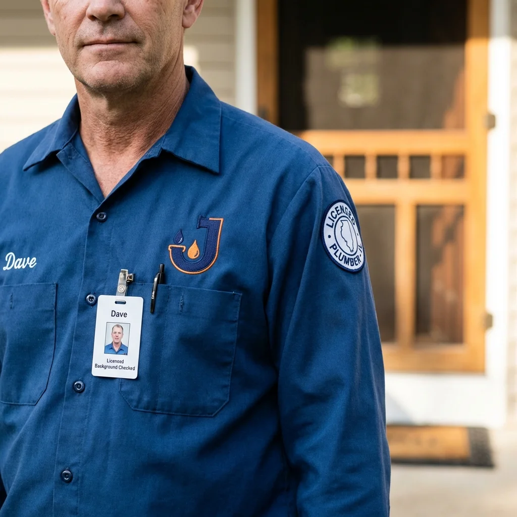 Licensed plumber showing ID badge in Fort Hood, TX
