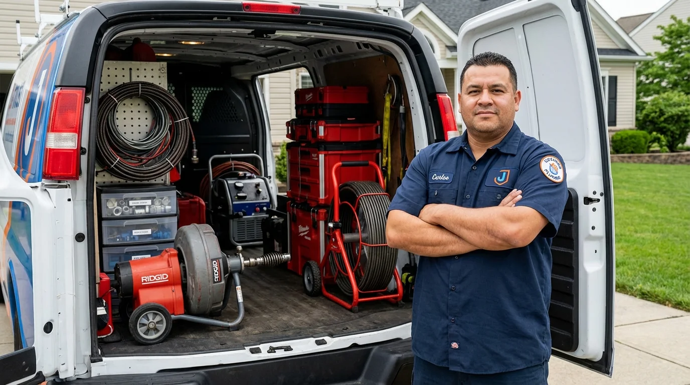 Professional drain cleaning equipment and Johns Plumbing LLC plumber in Fort Hood