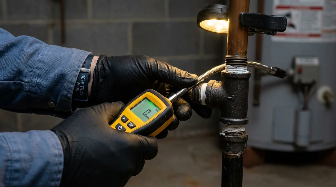 Gas leak detection with electronic sniffer by Johns Plumbing LLC in Fort Hood