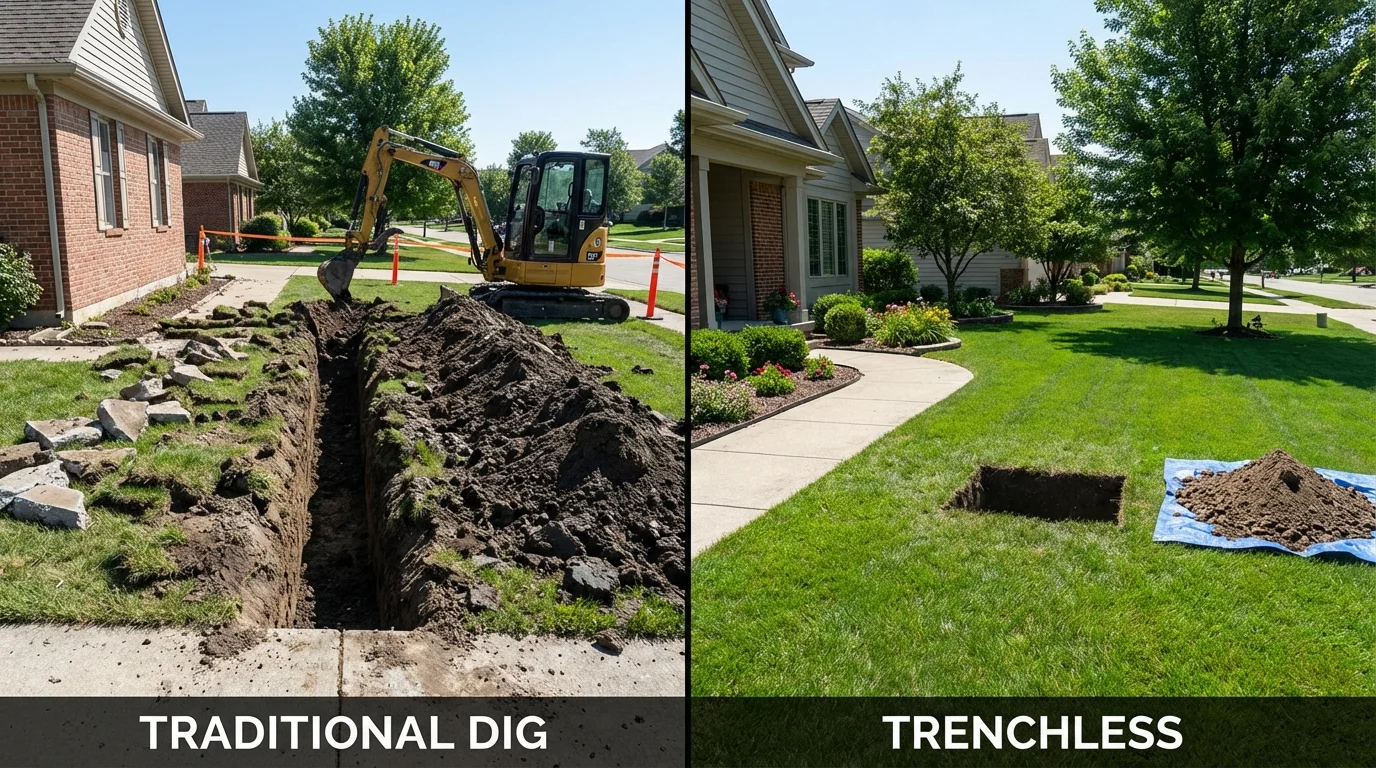 Trenchless sewer repair with minimal yard damage versus traditional excavation in Fort Hood, TX